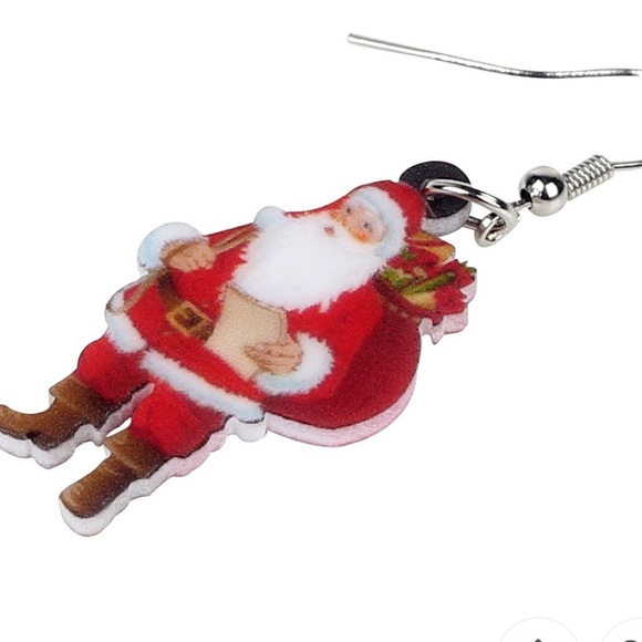 Christmas Santa Gift bag Acrylic earrings - Picture 5 of 5
